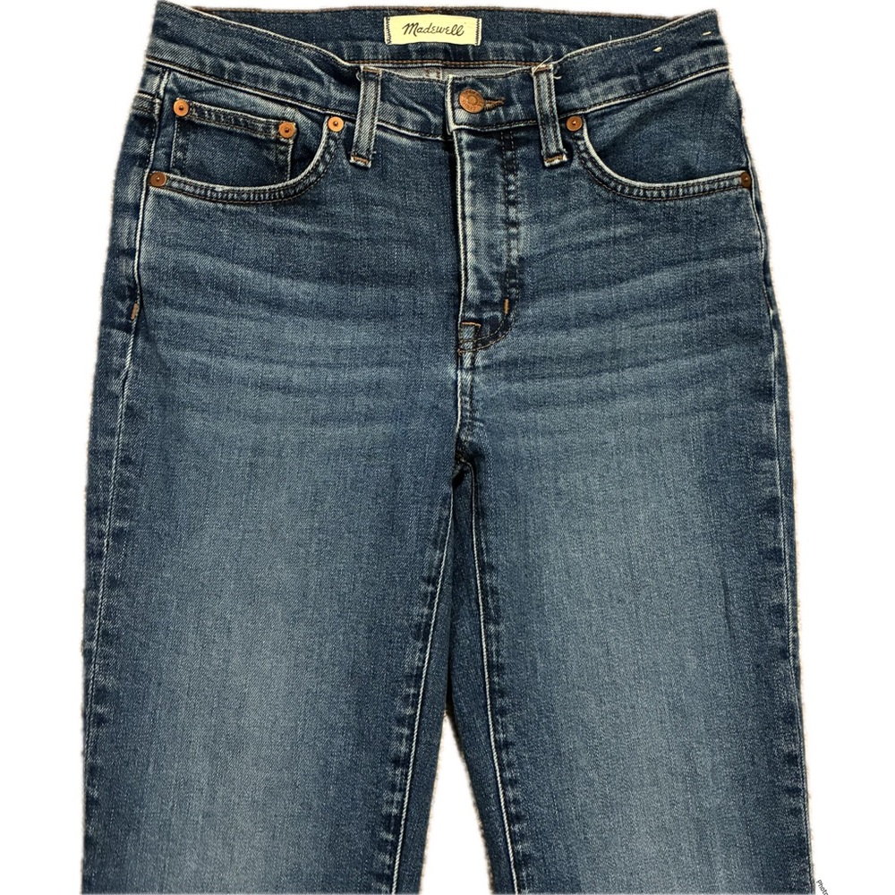 Madewell Jeans Women’s 26 Blue Mid Rise Kick Out Ankle Raw Hem LIKE NEW! - Picture 5 of 10